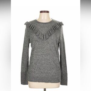 A New Day Charcoal Knit Top with Ruffle Accent